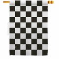 Guarderia Black Checker Novelty Merchant 28 x 40 in. Double-Sided Horizontal House Flags for  Banner Garden GU4069927